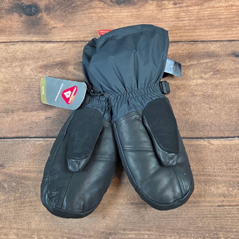 Marmot Expedition Mitt Mittens Small Black New PrimaLoft Leather Palm M11600 - Picture 5 of 6